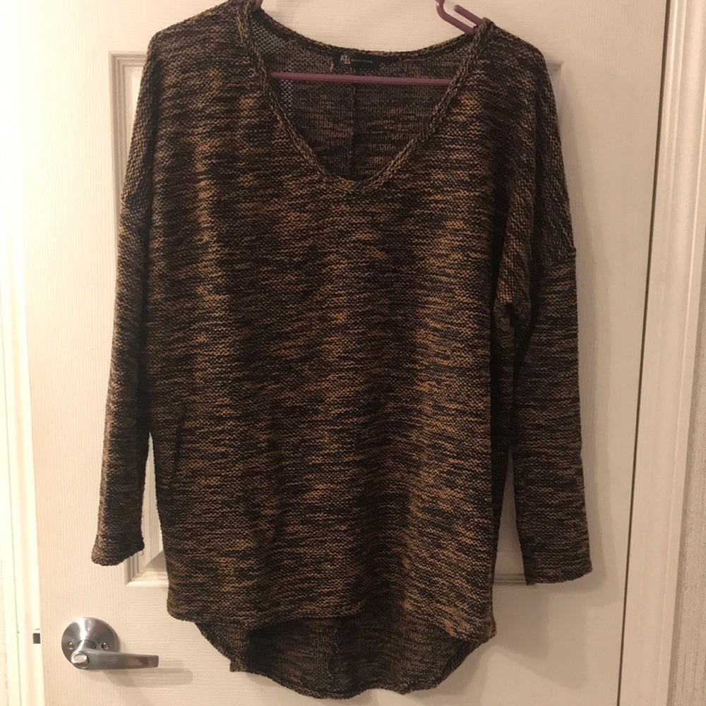 KLD Signature Knit Sweater in Black and Tan
